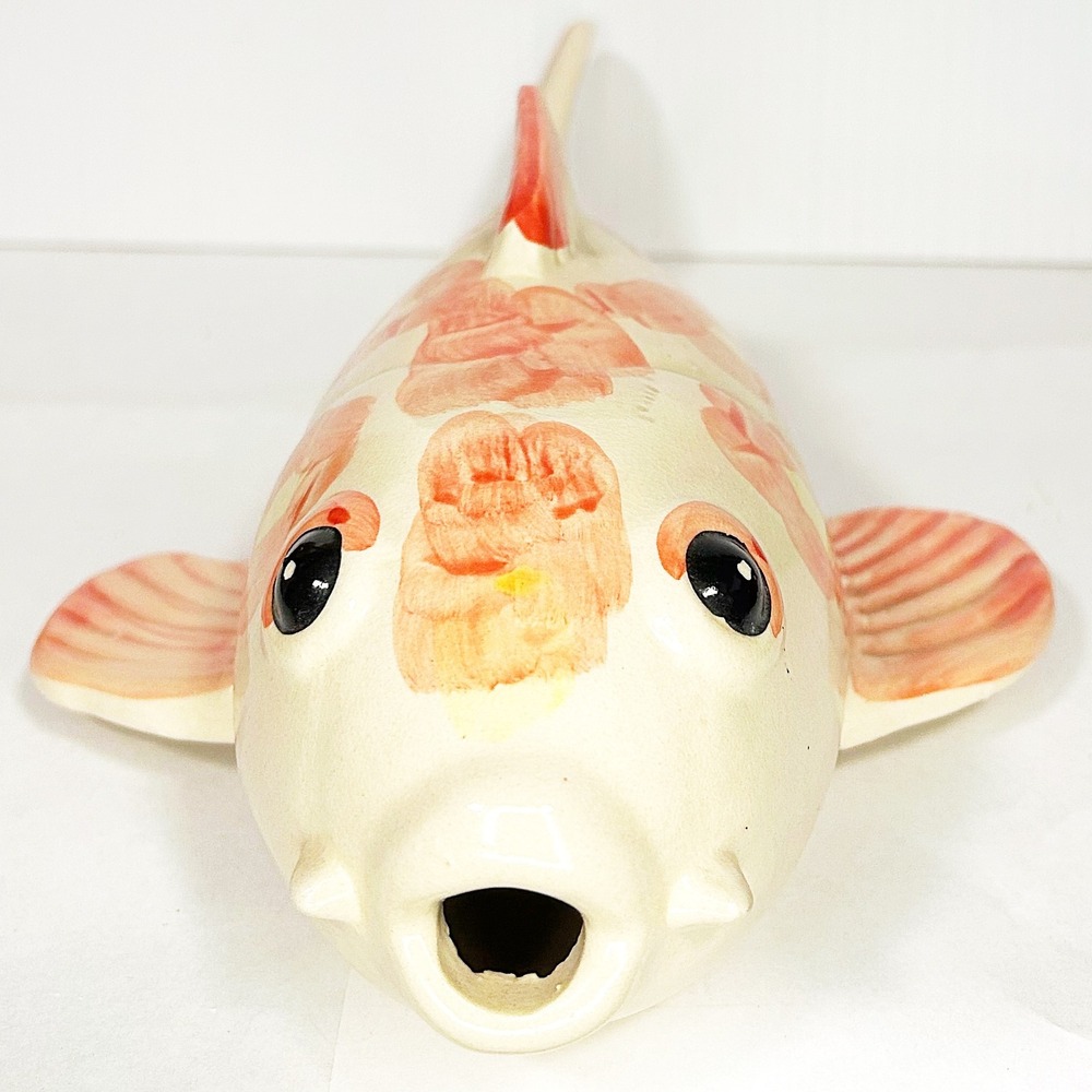 Vintage Koi FishCream Orange Ceramic Figure 12.5" long - Picture 2 of 6